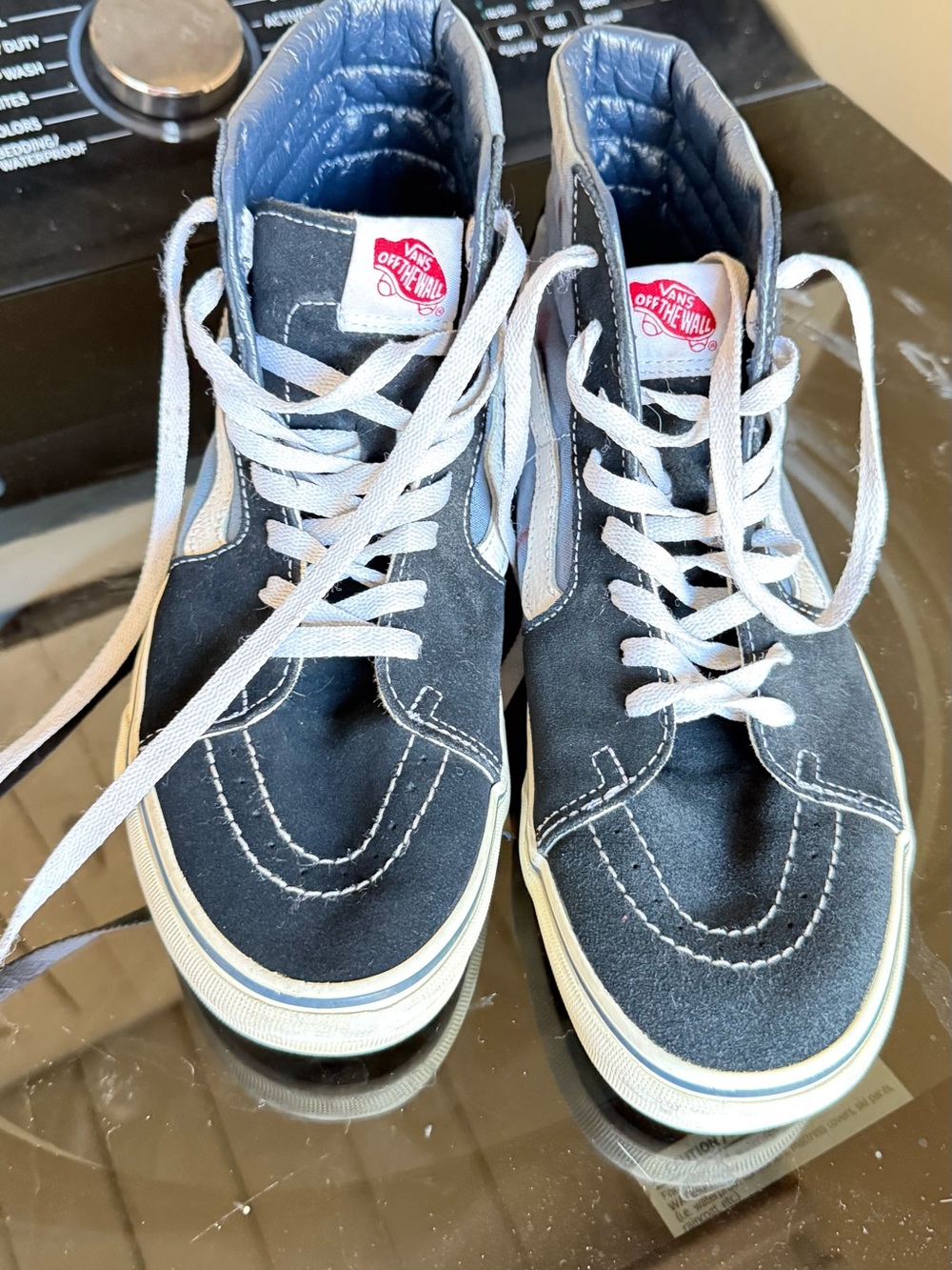 Vans Black and White High-Top Skate Sneakers